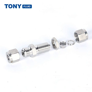 3/8'' High Pressure Bulkhead Union Double Ferrule Tube Fitting SS316 Pipe Press Fitting