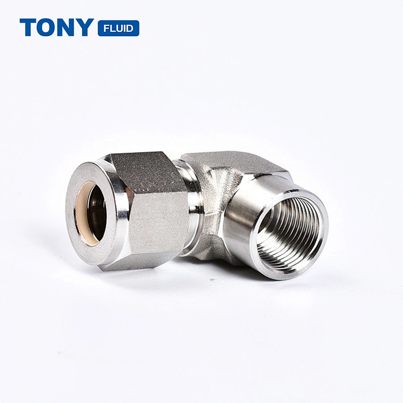 3/8'' x 3/8'' NPT Female Threaded Elbow 316 Stainless Steel Double Ferrule Compression Tube Fitting