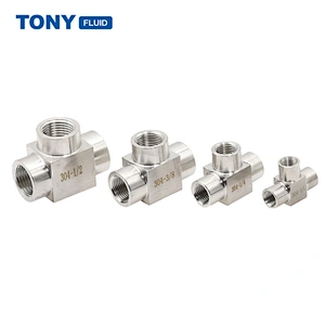 TONY Hydraulic Plumbing Fitting Stainless Steel Female Thread 3 Way Pipe Fitting