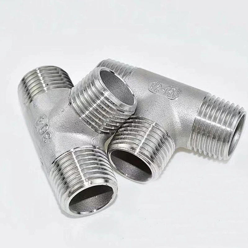 Industrial Grade Stainless Steel High Pressure Male Thread Tee 3 Way T Shape Pipe Fitting
