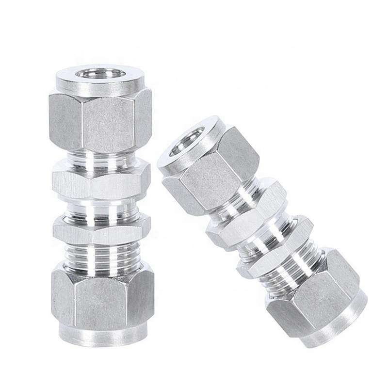 3/8 Inch Compression Pipe Coupling Union Bulkhead Double Ferrule Hydraulic Tube Fitting