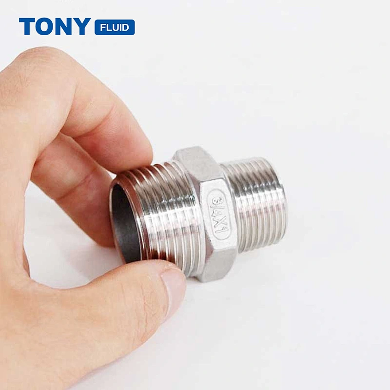 3/8'' NPT x 1/8'' NPT Male Thread Reducing Hex Nipple Stainless Steel 316 Pipe Compression Fitting