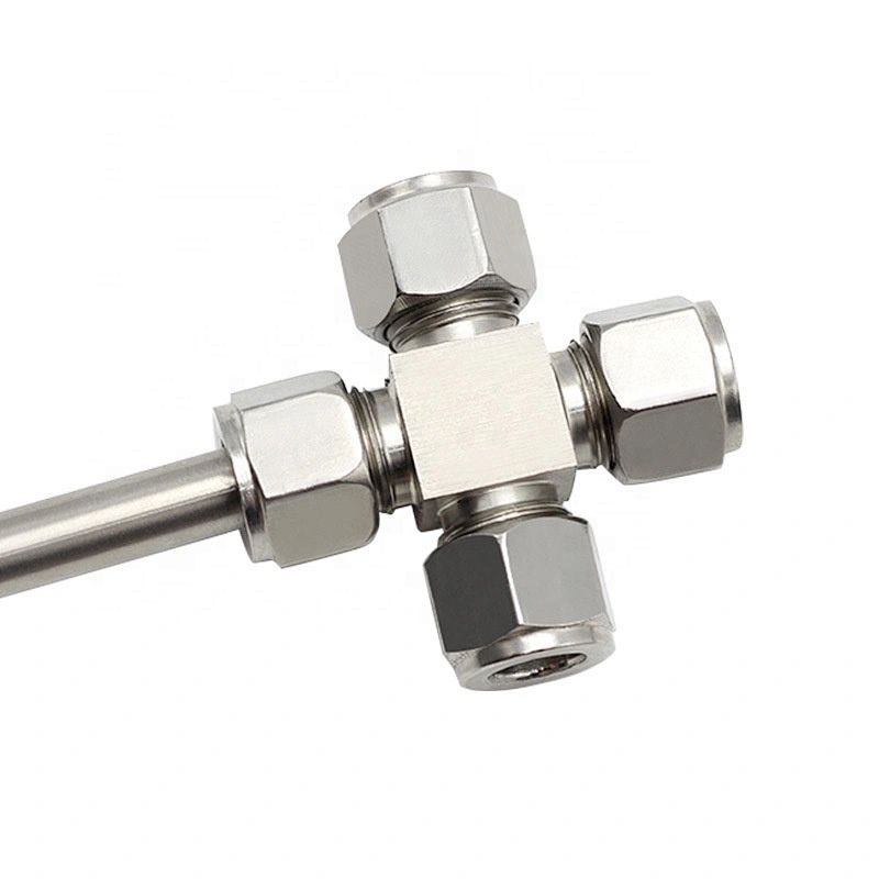 12mm Compression Tube Fitting SS316 Union Cross Double Ferrule Tube Connector