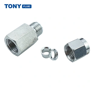 3/8''-3/8'' NPT Stainless Steel Double Ferrule Female Thread Union Connector Compression Tube Fitting