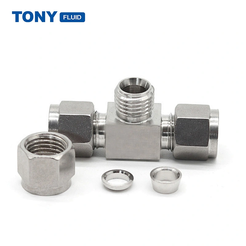 22mm Double Ferrule Union Tee Stainless Steel High Pressure Pipe Fitting For Instrumentation