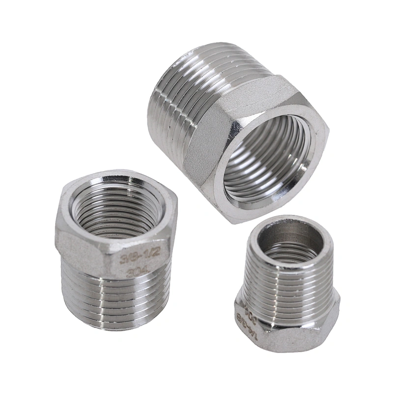 High Pressure Female Threaded Pipe Fittings Hex Reducing Bushing Stainless Steel Fitting