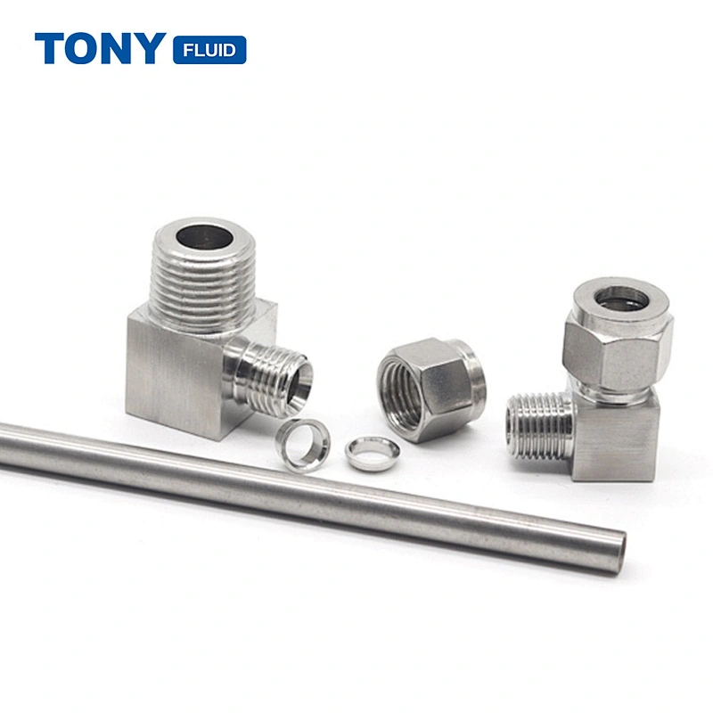 High Pressure 316 Stainless Steel Tube Fittings Reducing Union Elbow Double Ferrule Compression Tube Fitting