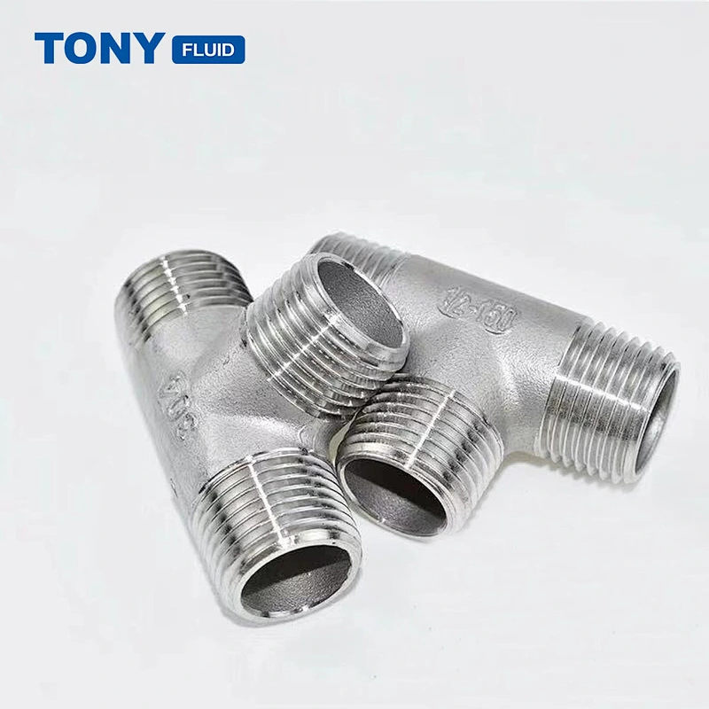 Industrial Grade Stainless Steel High Pressure Male Thread Tee 3 Way T Shape Pipe Fitting