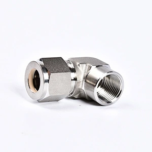3/8'' x 3/8'' NPT Female Threaded Elbow 316 Stainless Steel Double Ferrule Compression Tube Fitting