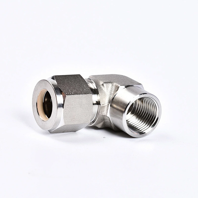 3/8'' x 3/8'' NPT Female Threaded Elbow 316 Stainless Steel Double Ferrule Compression Tube Fitting