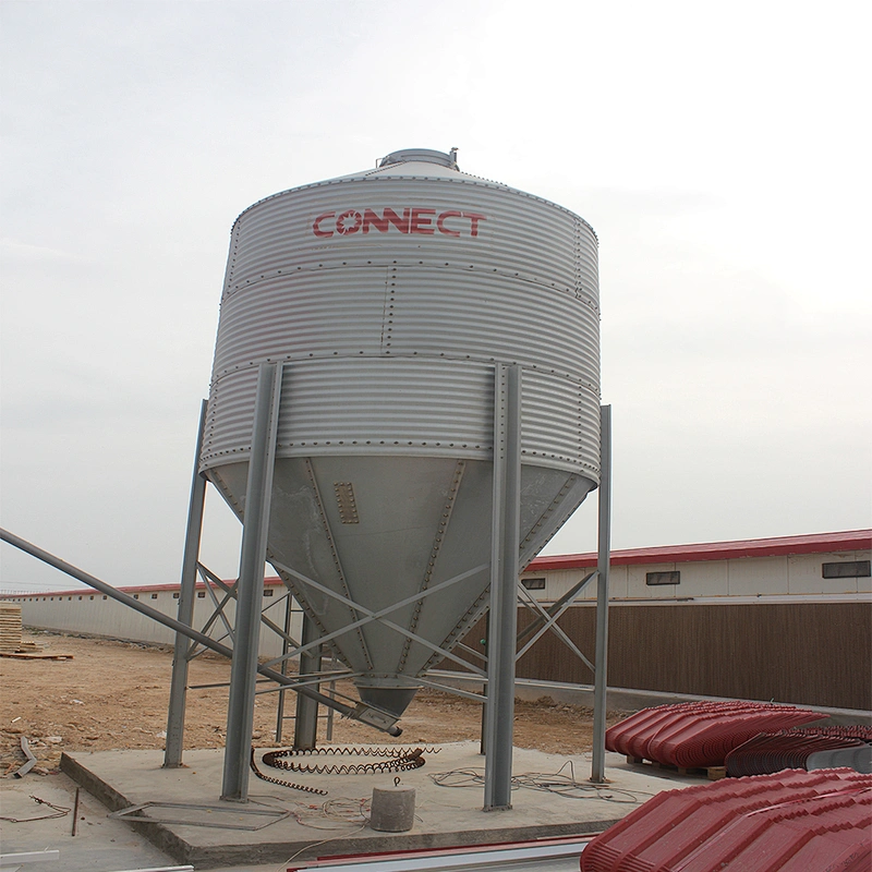 feed storage and conveyor system Hot dip galvanized steel chicken broiler farm feed silo equipment for sale