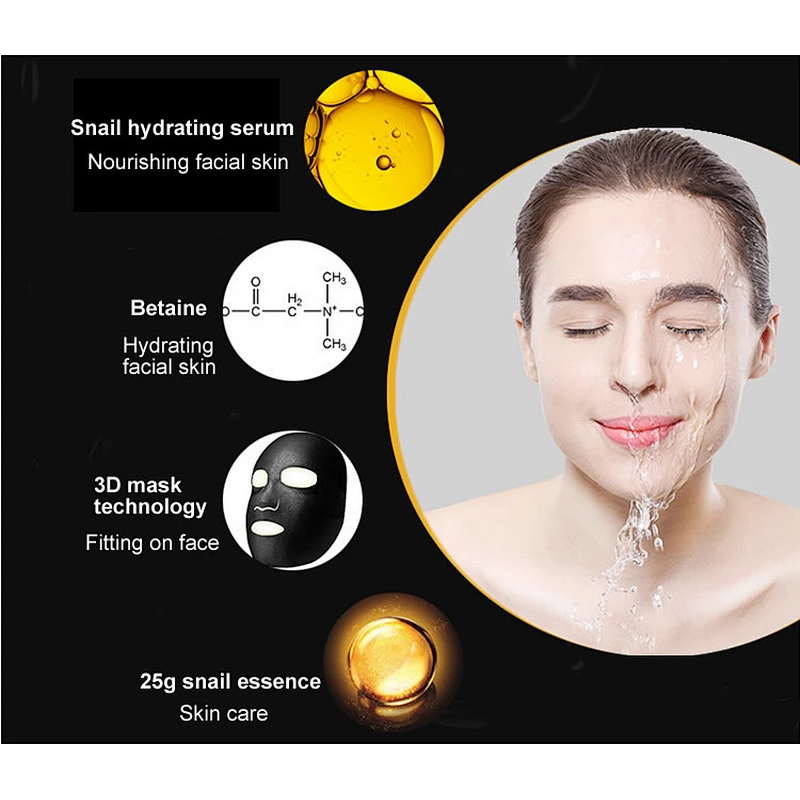 OEM/ODM/OBM Snail Black face mask sheet for Moisturizing and oil control