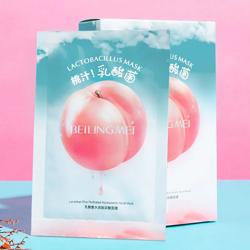 OEM Wholesale Lactobacillus peach face mask sheet natural skincare facial yogurt jelly mask