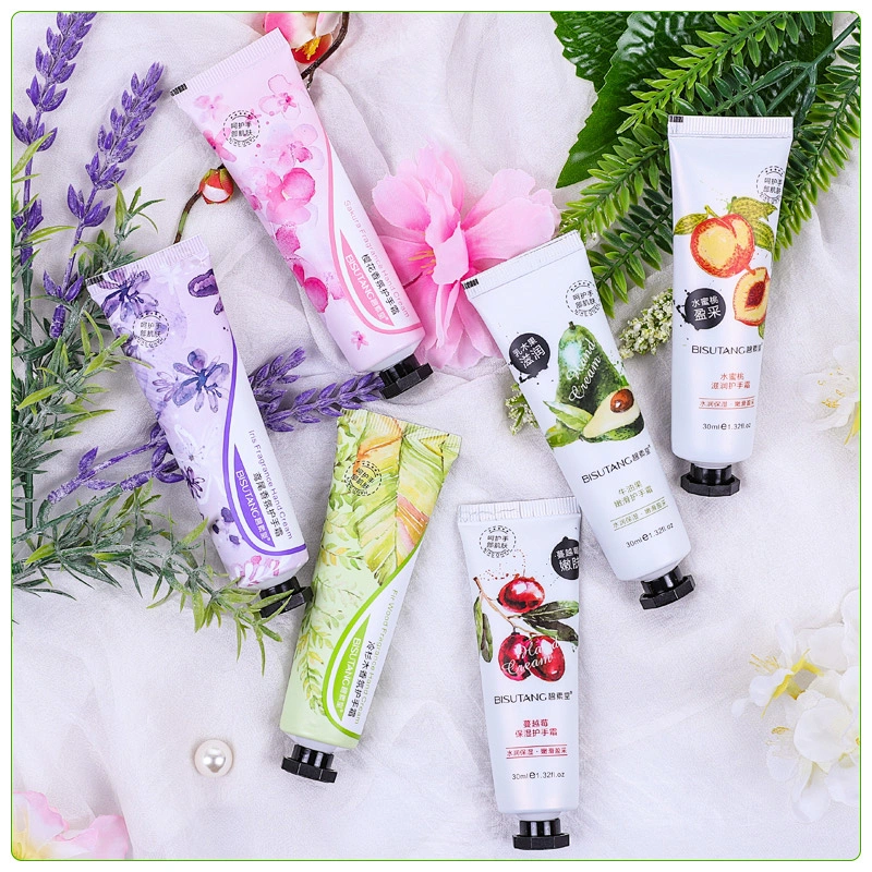 BISUTANG hand cream private label 6 kinds fruit aroma cranberry avocado peach iris cherry fir tree organic hand cream