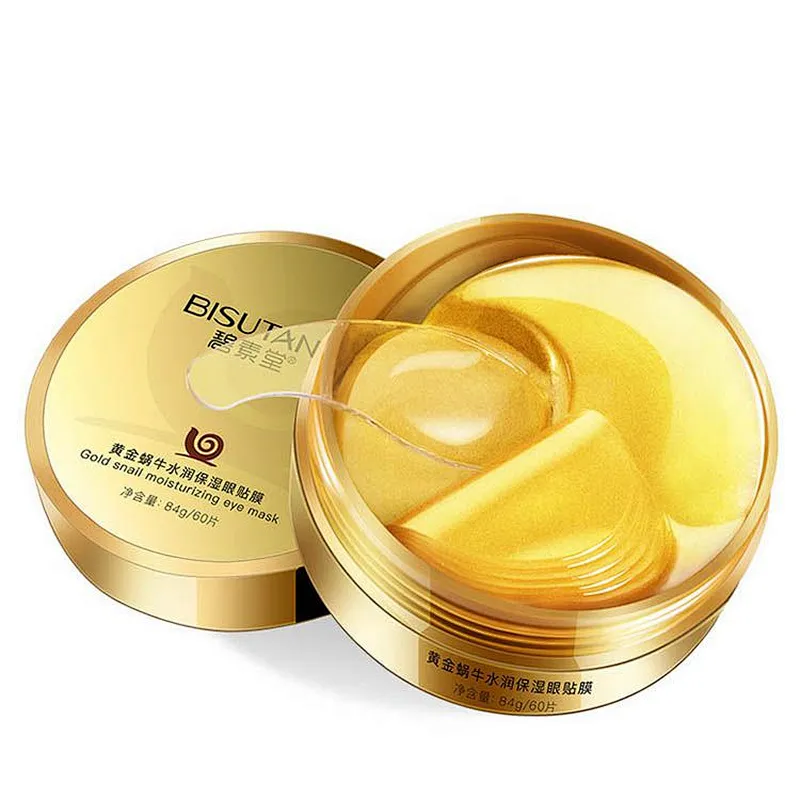 Private label hydrogel eye patch 24k gold snail collagen gel eye mask for under eye bag removal