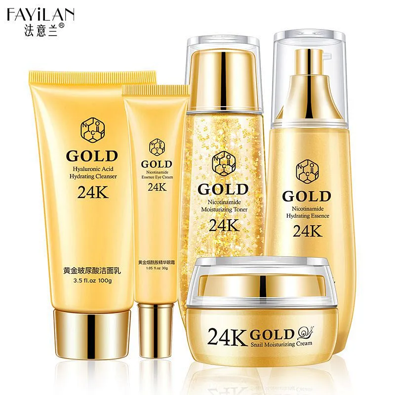 Anti-aging Peptide Anti-Wrinkle Essence 24K Gold Essence Polypeptide Protein 5 Pcs Skin Care Sets