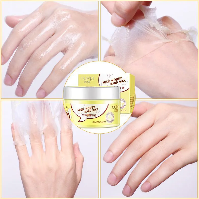 OEM Hand Care Moisturizing Peeling off Hand Wax Milk Honey Whitening Exfoliating Hand Mask