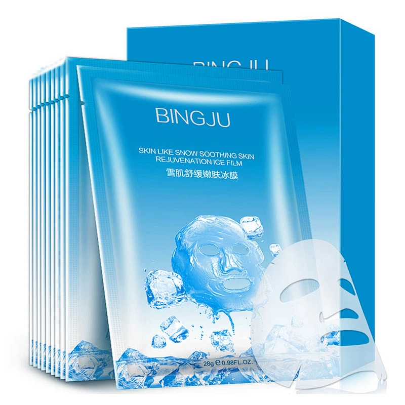 BINGJU Whitening Moisturizing Ice Cool Facial Mask Sheet Nourish Smooth Skin Care Ice Face Mask