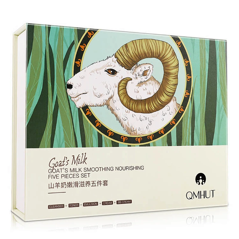 Beauty Goat Milk Facial Skin Care Sets Day Cream Lotion Facial Cleanser Anti Aging Repair Whitening Skin Care Set