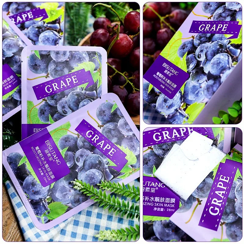 Moisturising Face Masks Cosmetic Natural Grape Seed Extract Firming Facial Mask sheet