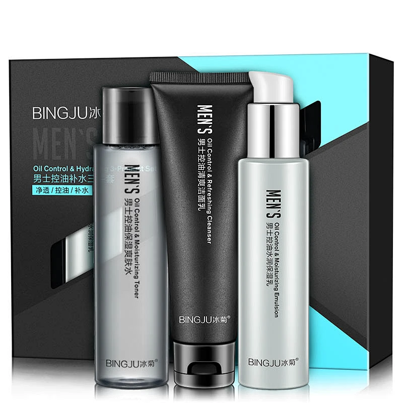 BINGJU man face care set Facial cleanser Toner cream Moisturizing lotion Oil control Men's Skin Care Set