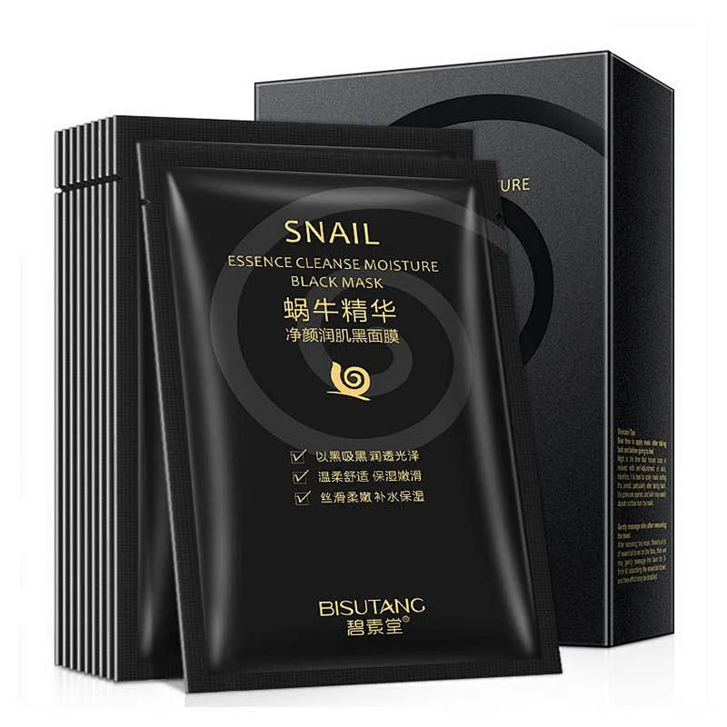 OEM Private label black mask whitening snail extract face sheet mask