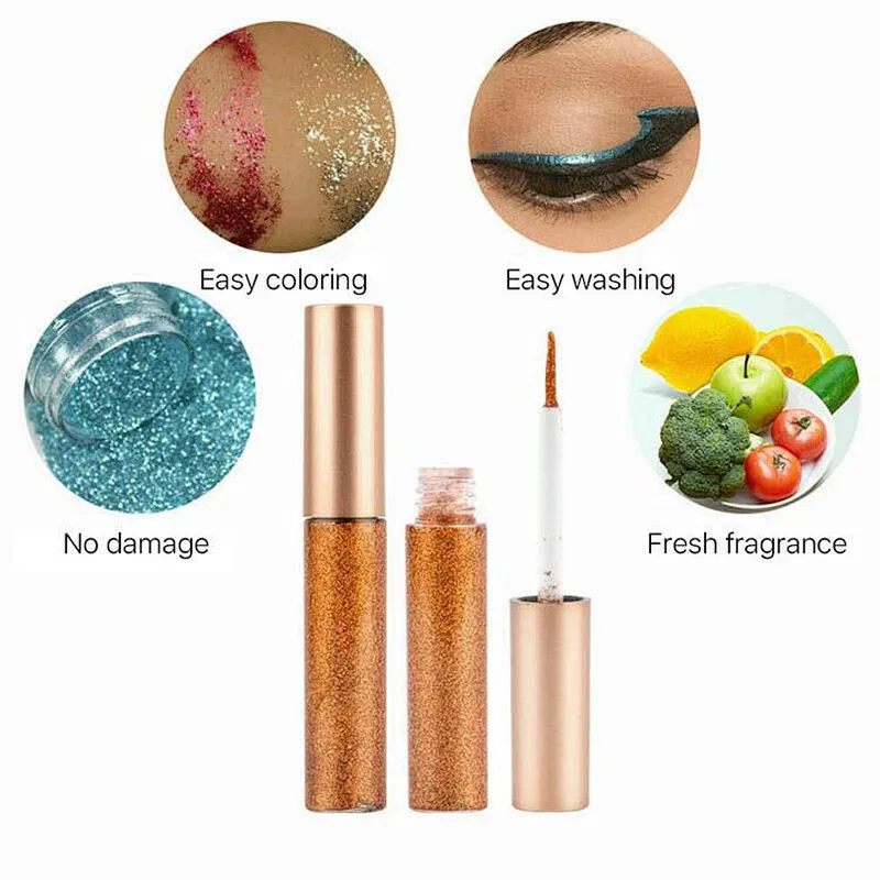 OEM makeup cosmetics glitter liquid eye liner eye shadow shiny waterproof liquid glitter eyeshadow eyeliner