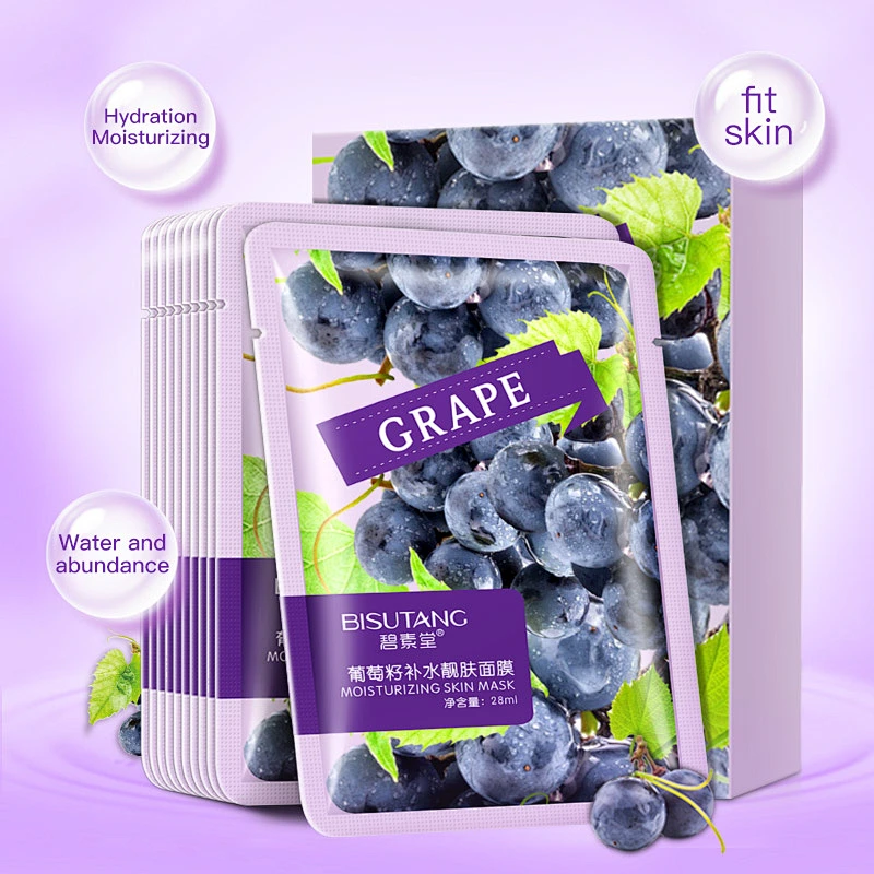 Moisturising Face Masks Cosmetic Natural Grape Seed Extract Firming Facial Mask sheet