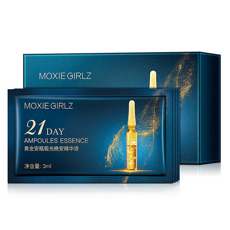OEM Hyaluronic Acid Shrink Pores Essence 24k Gold Ampoule Anti Aging Repair Whitening Face Night Serum