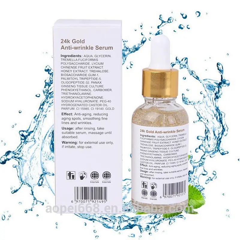 Customized logo anti aging serum 24k gold serum anti-wrinkle eye serum