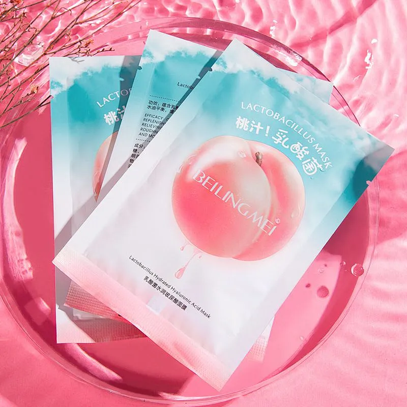OEM Wholesale Lactobacillus peach face mask sheet natural skincare facial yogurt jelly mask