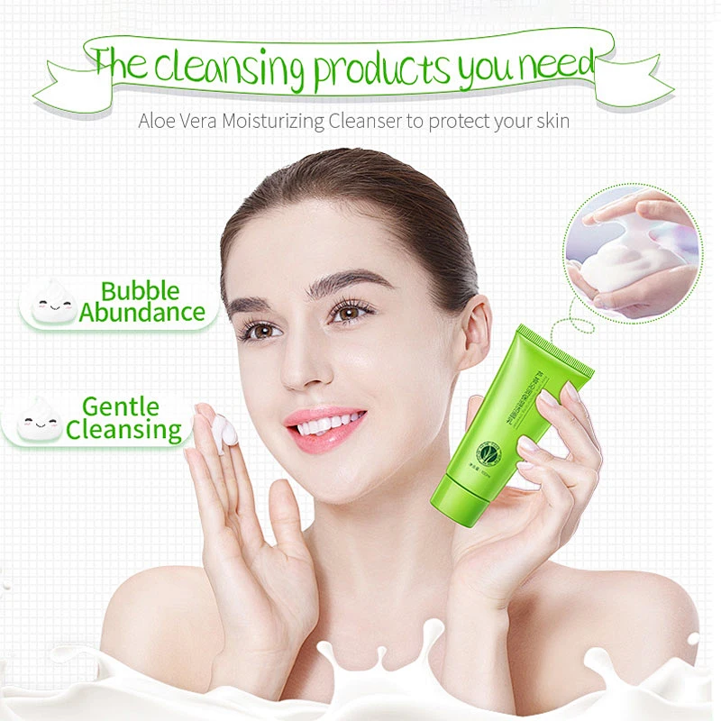 Acne treatment skin care face wash green tea face cleanser moisturizing aloe vera cleanser