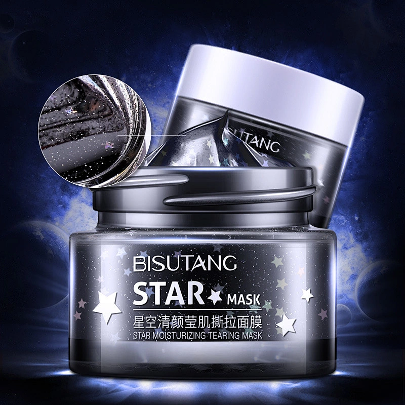 Private label black mud star mask peel off glitter face mask