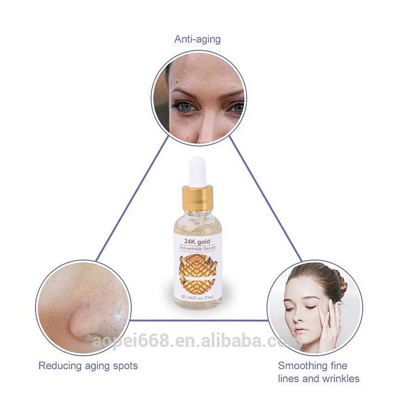Customized logo anti aging serum 24k gold serum anti-wrinkle eye serum