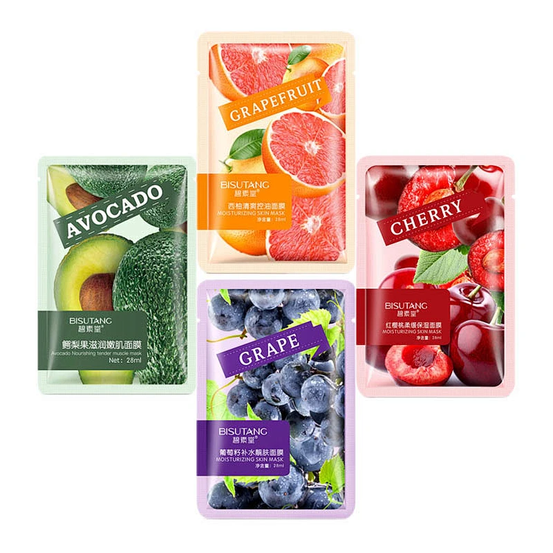 Private label collagen fruit extract moisturizing cherry grape avocado grapefruit sheet face mask