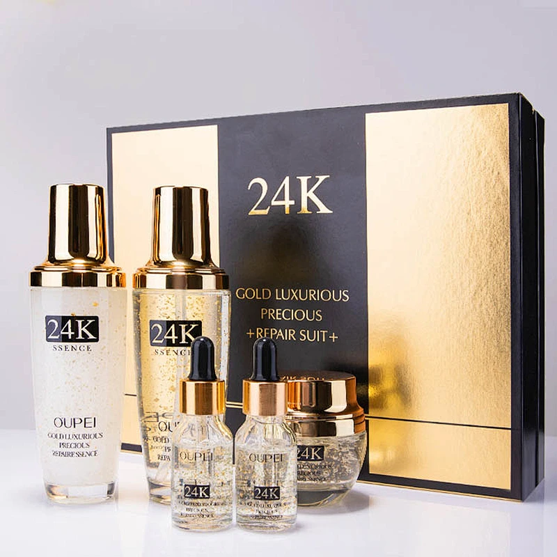 Factory wholesale price facial care vitamin c anti aging 24k gold skin care set