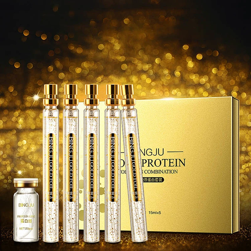 Remove wrinkles Facial thread lift Gold Protein Peptide Line Carving Face Essence Serum