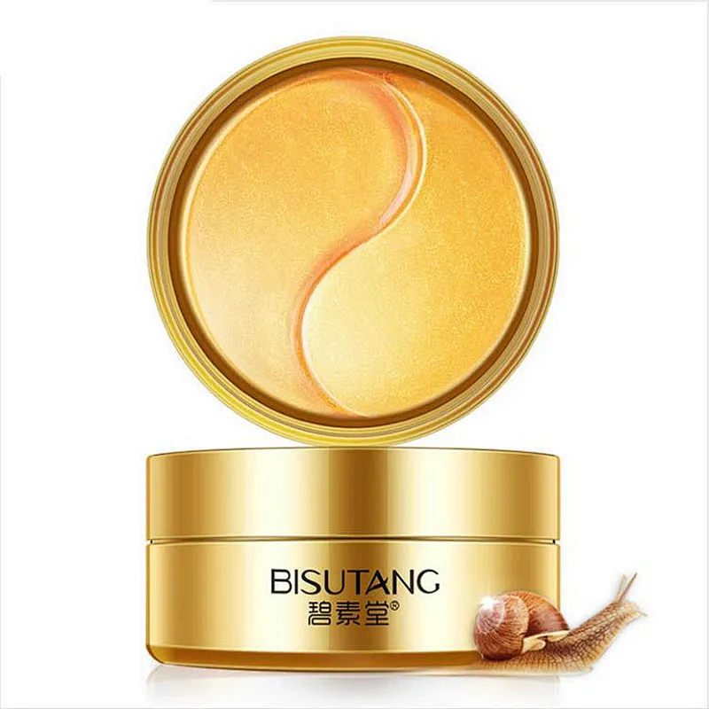 Private label hydrogel eye patch 24k gold snail collagen gel eye mask for under eye bag removal