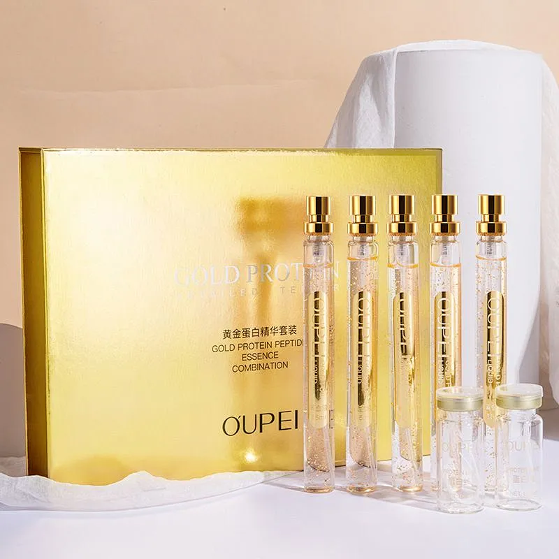 Private label bird nest serum whitening anti aging 24k gold collagen serum set with protein line