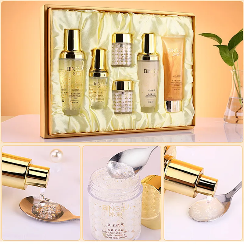 Best seller plant extract cosmetics 24K gold whitening skin care set with your private label