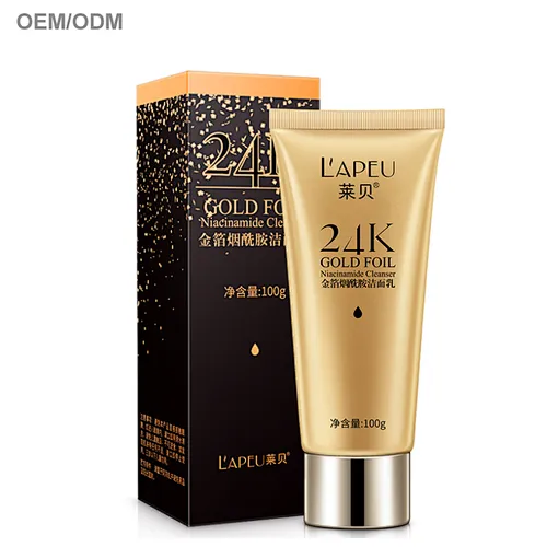ODM/OEM/OBM 24k gold NIACINAMIDE moisturizing face cleanser face wash facial cleanser deep whitening clean face