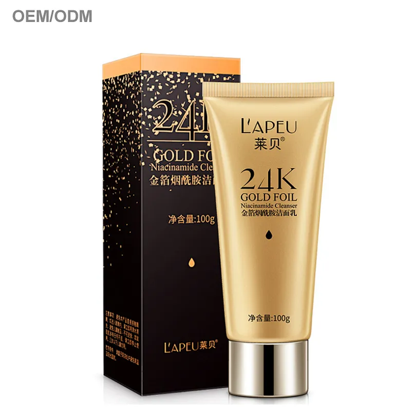 ODM/OEM/OBM 24k gold NIACINAMIDE moisturizing face cleanser face wash facial cleanser deep whitening clean face