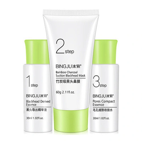 Blackhead derived essence+Bamboo charcoal blackhead remover peel off mask+Shrink pores compact serum 3 steps T area care set