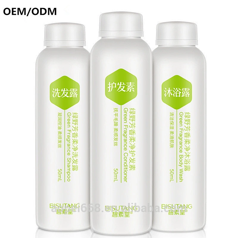 Customized perfumed body care travel set with 3 pcs silky conditioner for hair o 1 pchair care shampoo1pc shower gel 1 pc