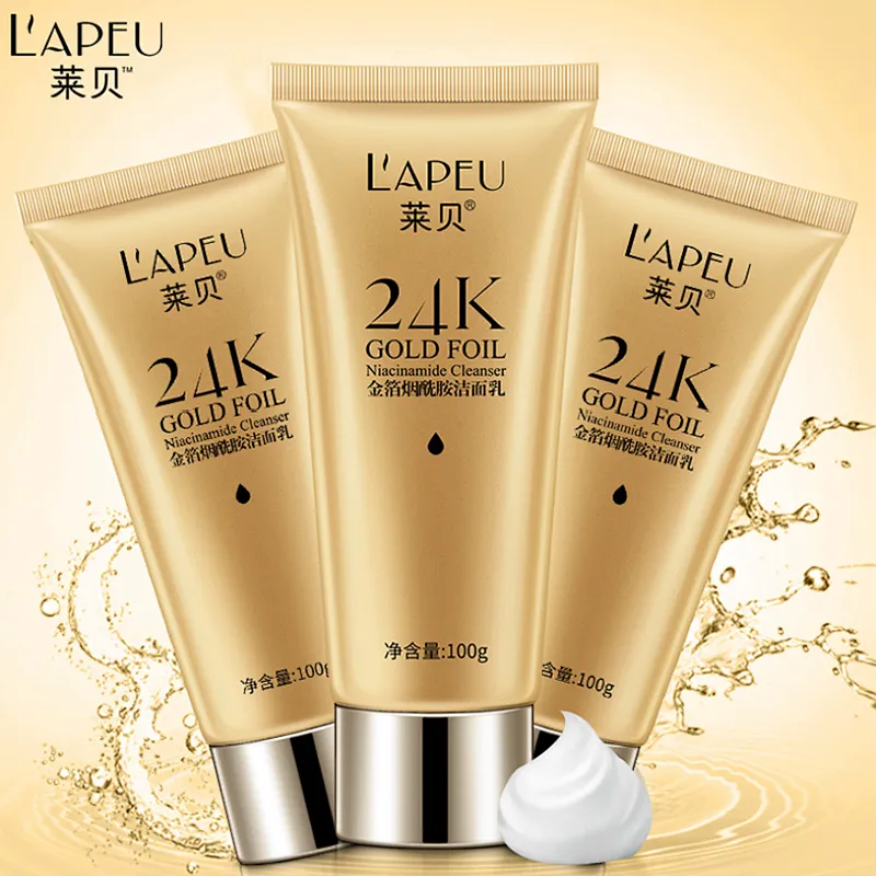 ODM/OEM/OBM 24k gold NIACINAMIDE moisturizing face cleanser face wash facial cleanser deep whitening clean face