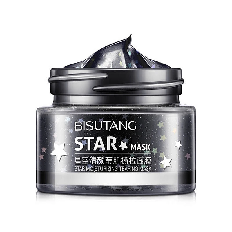 Private label black mud star mask peel off glitter face mask