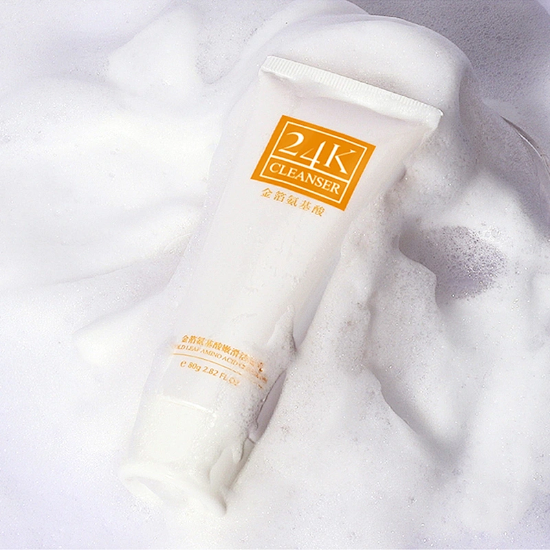 OEM 24k gold amino acid face cleanser deep cleanse face wash facial cleanser for dry skin