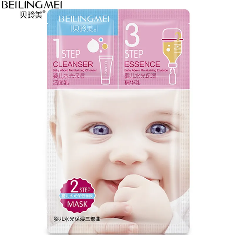 face cleanser, face mask, eye cream skin care baby skin hydrating moisture 3 step face mask pack