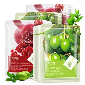 OEM Custom korean whitening face mask pack organic red pomegranate olive tencel facial mask sheet