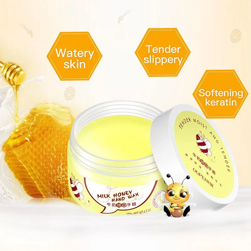OEM Hand Care Moisturizing Peeling off Hand Wax Milk Honey Whitening Exfoliating Hand Mask